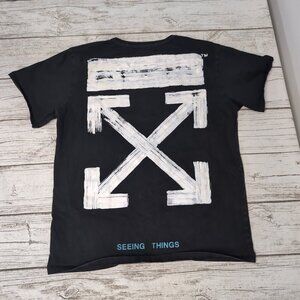 OFF WHITE Seeing Things Virgil Abloh Black Tee Size XS